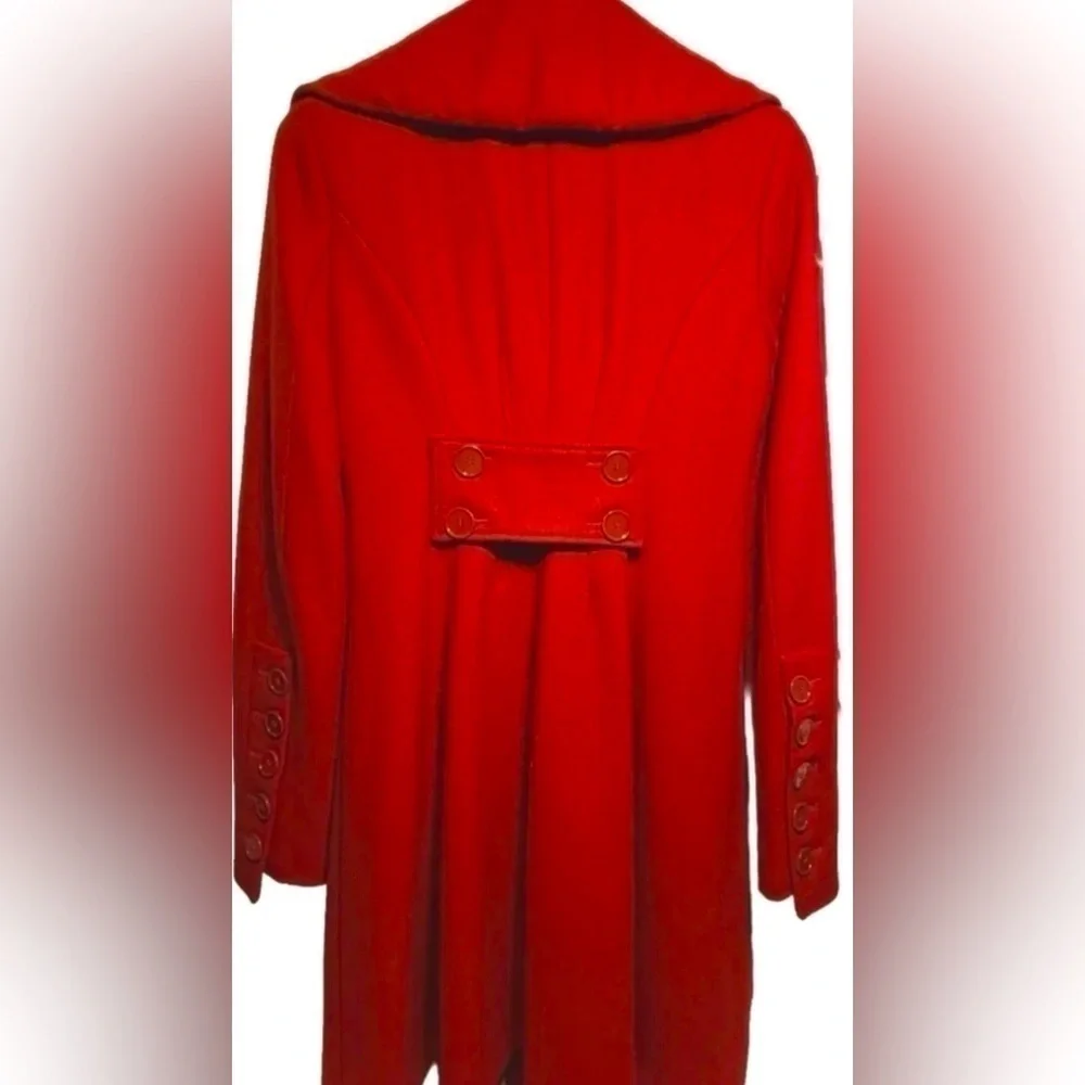 Express Red Womens Winter Blazer Coat Jacket Single Long Sleeves Size S - Picture 2 of 2